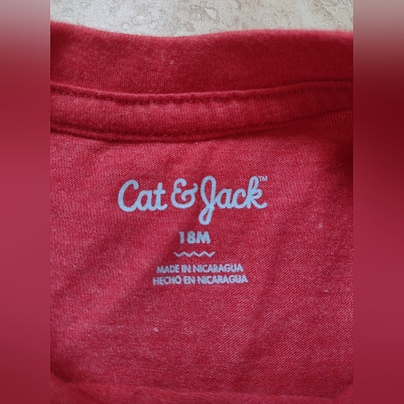 Cat & Jack Fun Red Dinosaur Christmas T-Shirt 18 Months - Picture 3 of 4